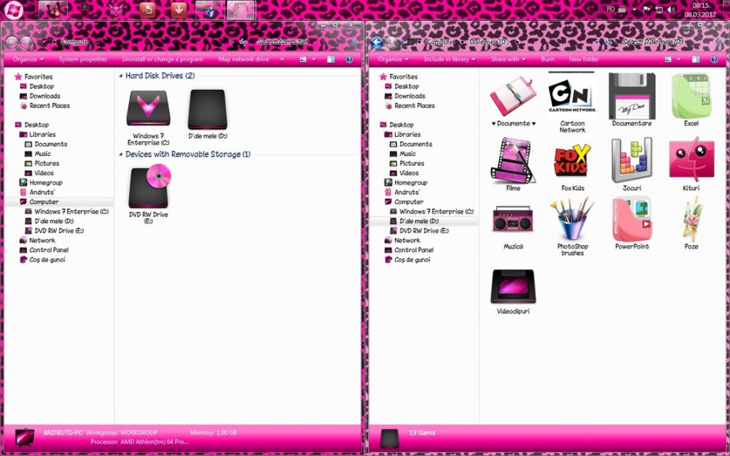 Visual pink theme for windows 7