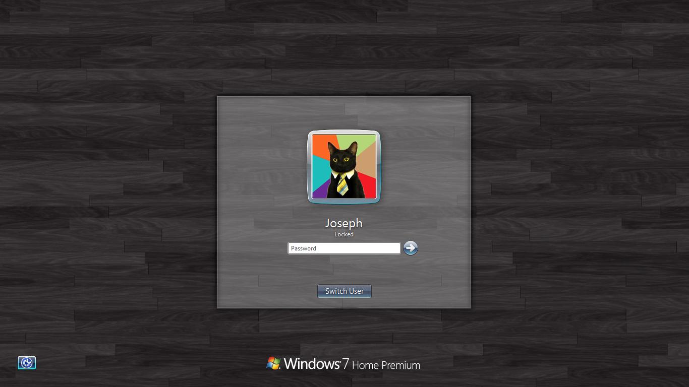 Black Wood Logon Screen For Windows 7
