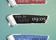 Ripped Paper Date Time Rainmeter Skins
