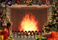 Christmas living 3D fireplace